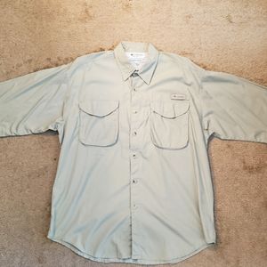 Colombia PFG M Short Sleeve Button Up Tactical Shirt Tan Beige